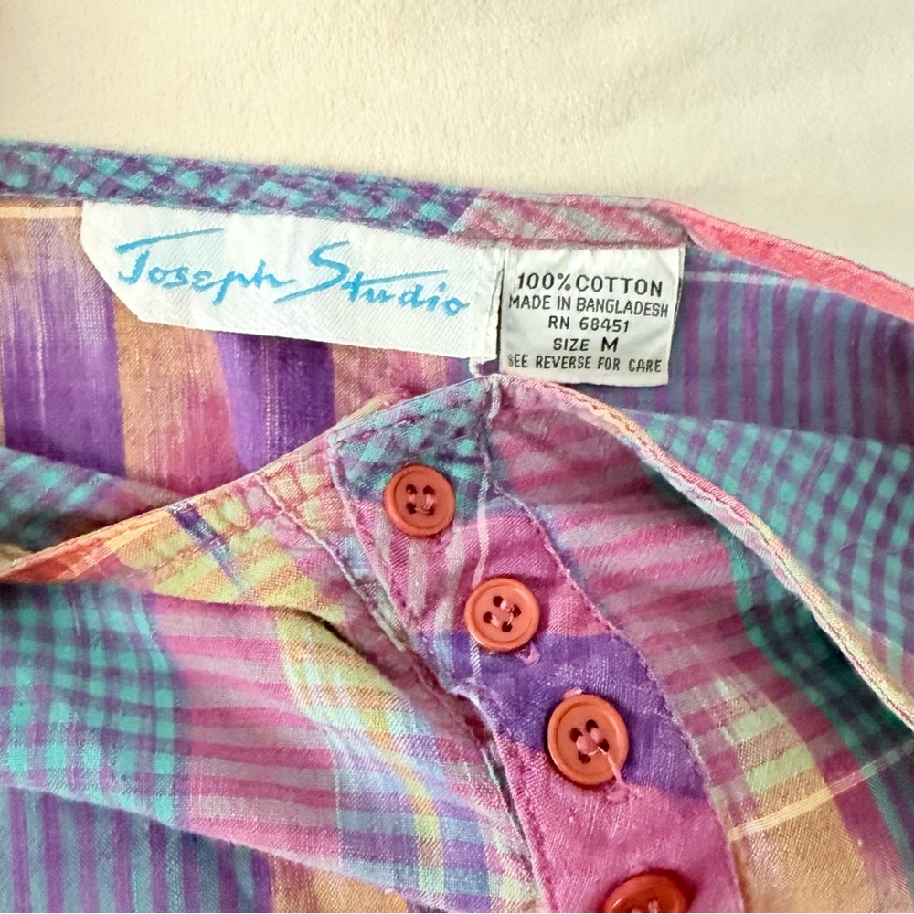 ✨ Vintage Joseph Studio 2-Piece Set Artsy Plaid Top & Midi Skirt Size M 🎨 - Picture 9 of 15